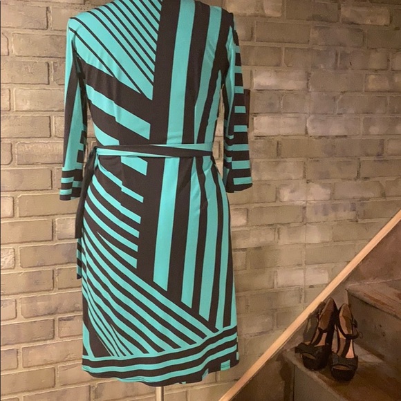 Soho Apparel Mint Green and Black Wrap Dress - Picture 3 of 4